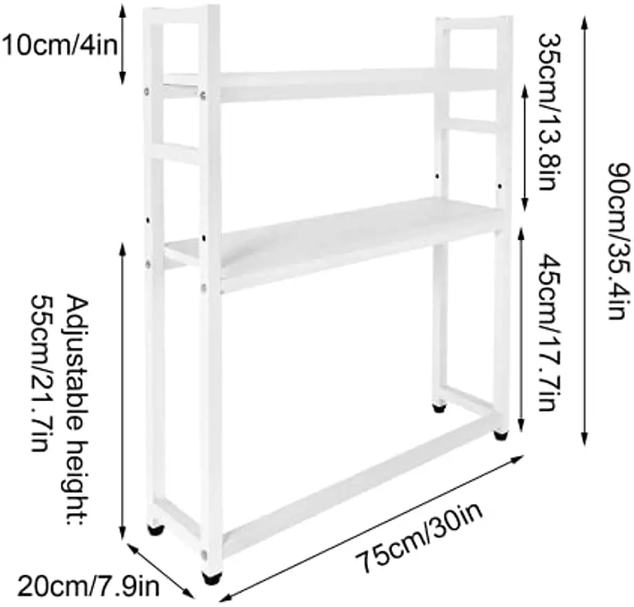 2 Layers Computer Desktop Bookcase for Home Dorm Office Supplies 30*7.9*35.4'' Countertop Hutch Display Shelf  Display Shelf