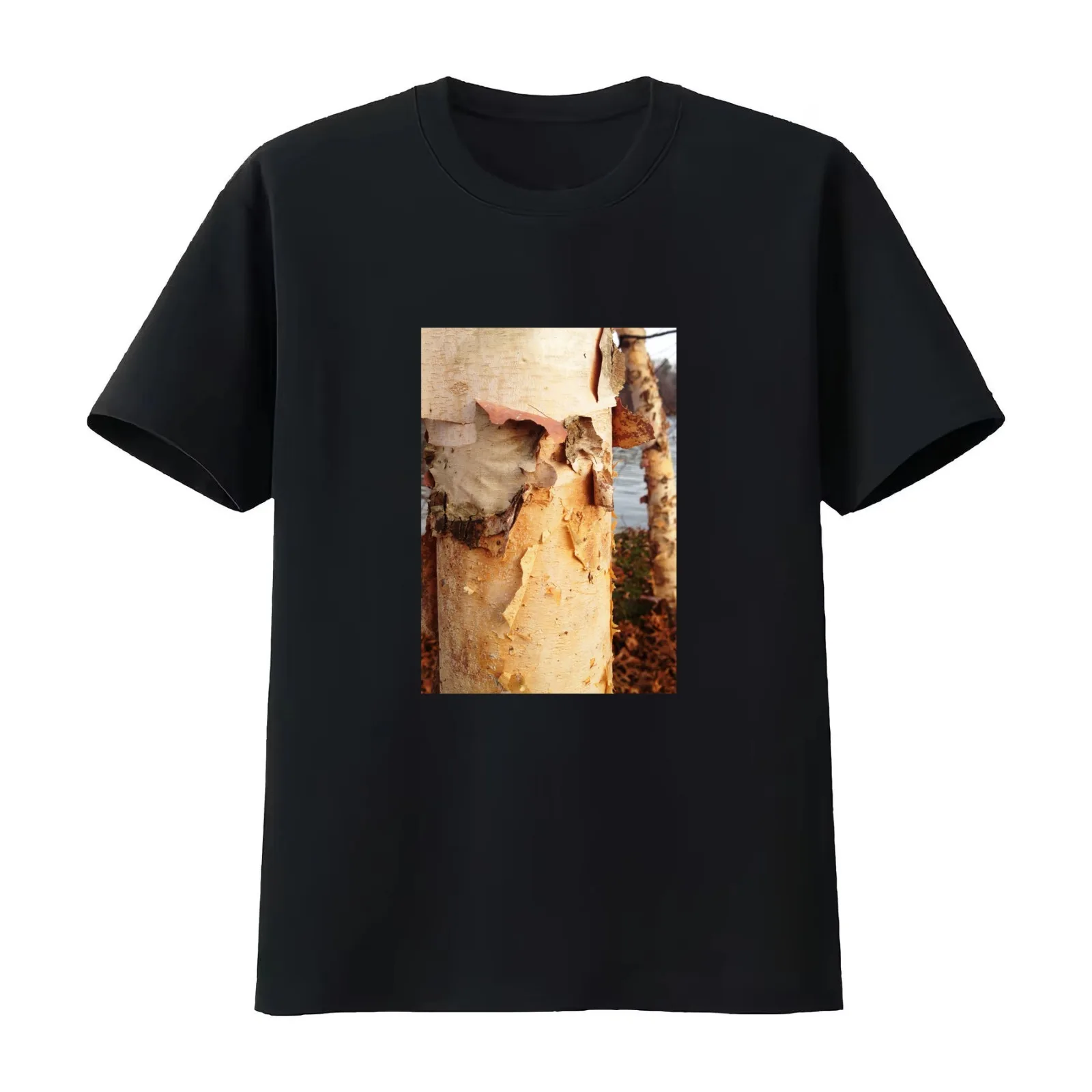 Birch bark T-Shirt Summer Casual Cotton Tee Oversized Streetwear Tops Vintage Graphic Print Loose Fit Short Sleeve
