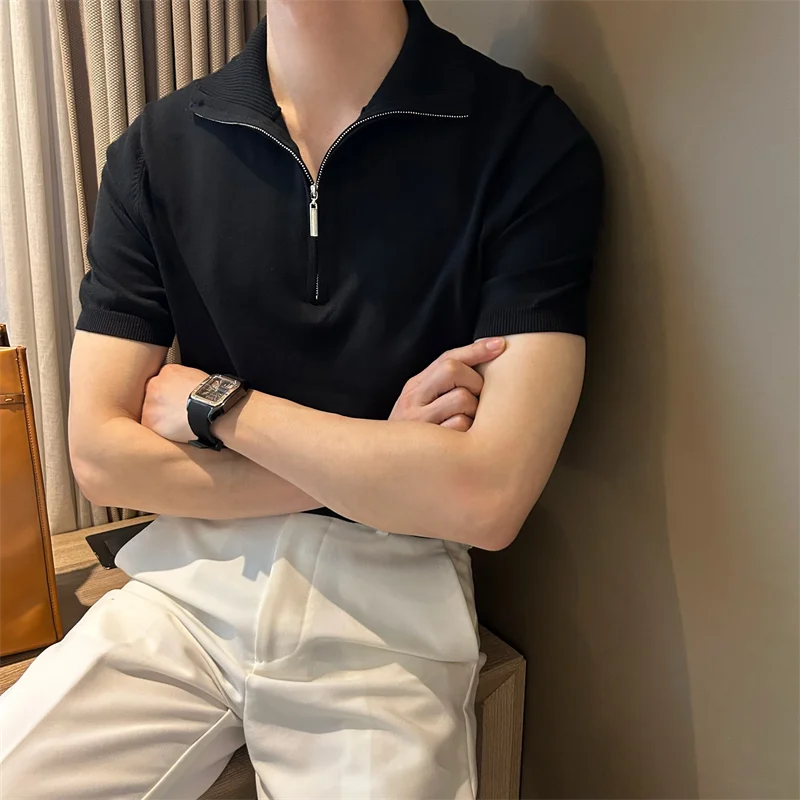 

Mr. NR Commuter Slim Fit f Мужской свитер с открытой молнией irt ort Sve Летний повседневный дышащий отложной вязаный свитер