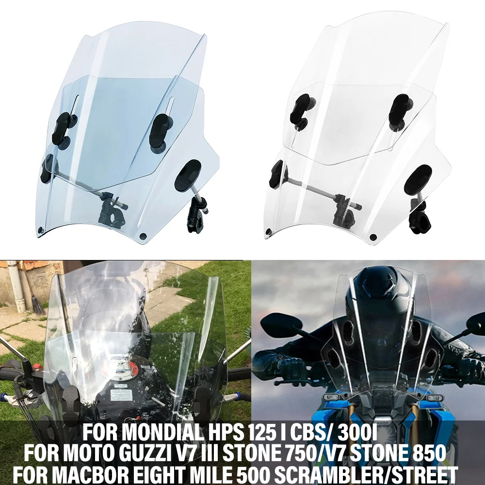 

FOR MACBOR EIGHT MILE 500 SCRAMBLER/STREET Universal Motorcycle Windshield FOR MONDIAL HPS 300I FOR MOTO GUZZI V7 III STONE 750