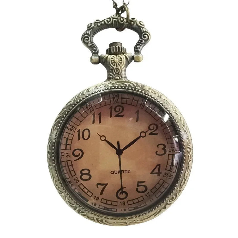 Reloj de bolsillo para personas mayores con esfera grande marrón Retro, reloj electrónico con tapa para estudiantes, práctico reloj de pared para examen