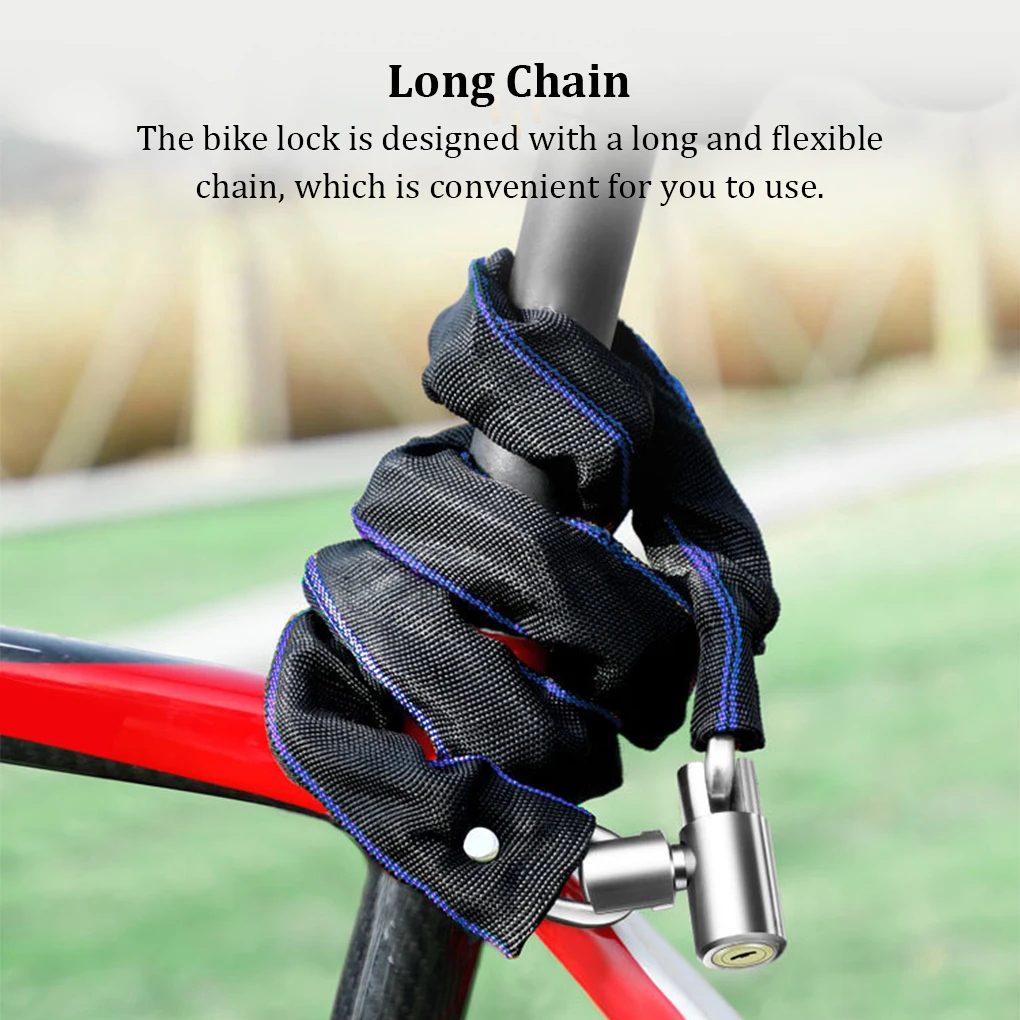 Bike Chain Lock Key Reinforced Security Anti-theft Cycling Electric Scooter