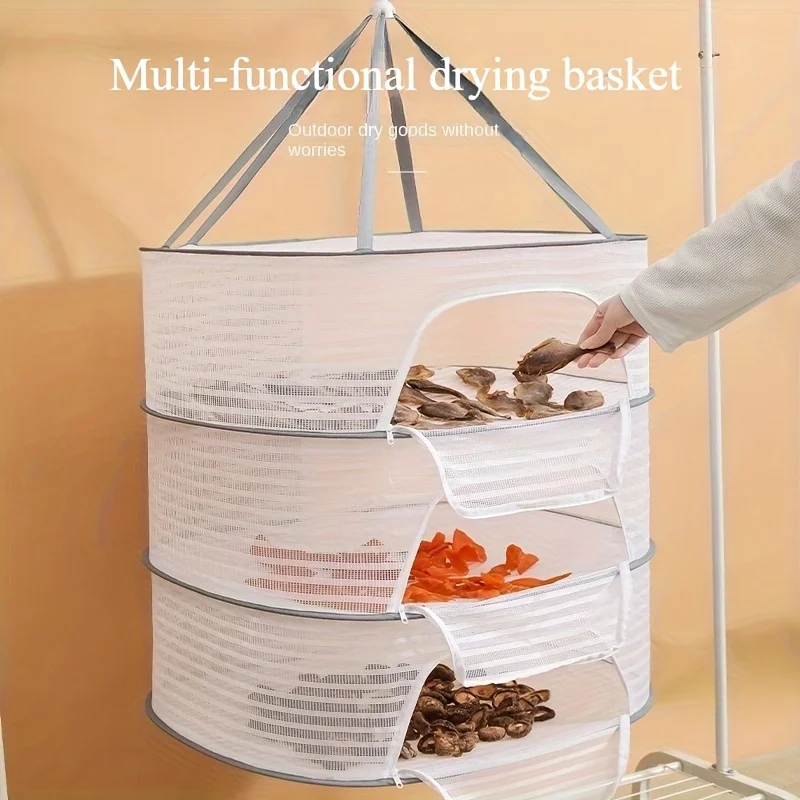 1/2/3 Tier Portable Mesh Hanging Drying Net Foldable Rack for Clothes Fruits Herbs Vegetables