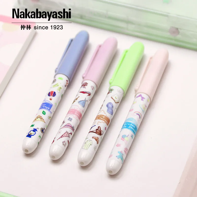 Nakabayashi EF Nib Fountain Pen No Ink Cartridge Replacement for Primary Student Handwriting Practice Calligraphy Black/Blue Ink