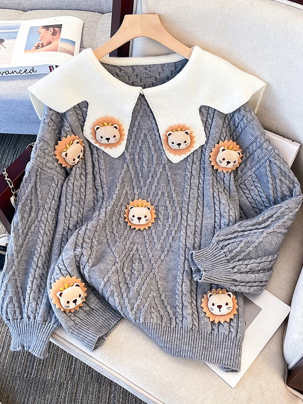 

Свободный длинный вязаный свитер Sve для больших размеров для женщин, осень-зима, модная пряжа, ленивый топ, топ для поездок на работу, с принтом Sle Fi