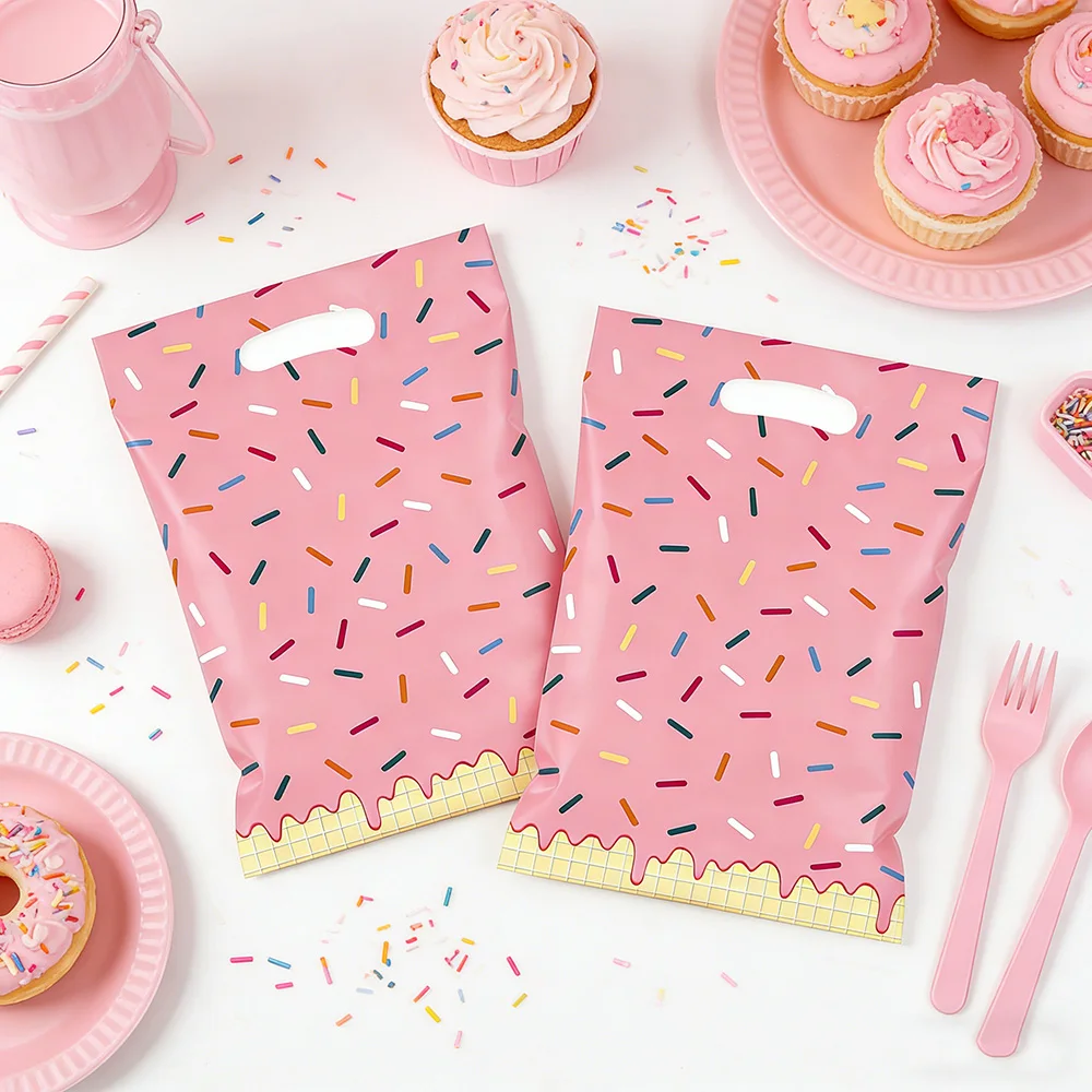 10/30/50 Stück Rosa Dessert-Themen-Geschenktüten Kindergeburtstag Dekoration Tragetaschen für Süßigkeiten Party-Deko – Detail 2