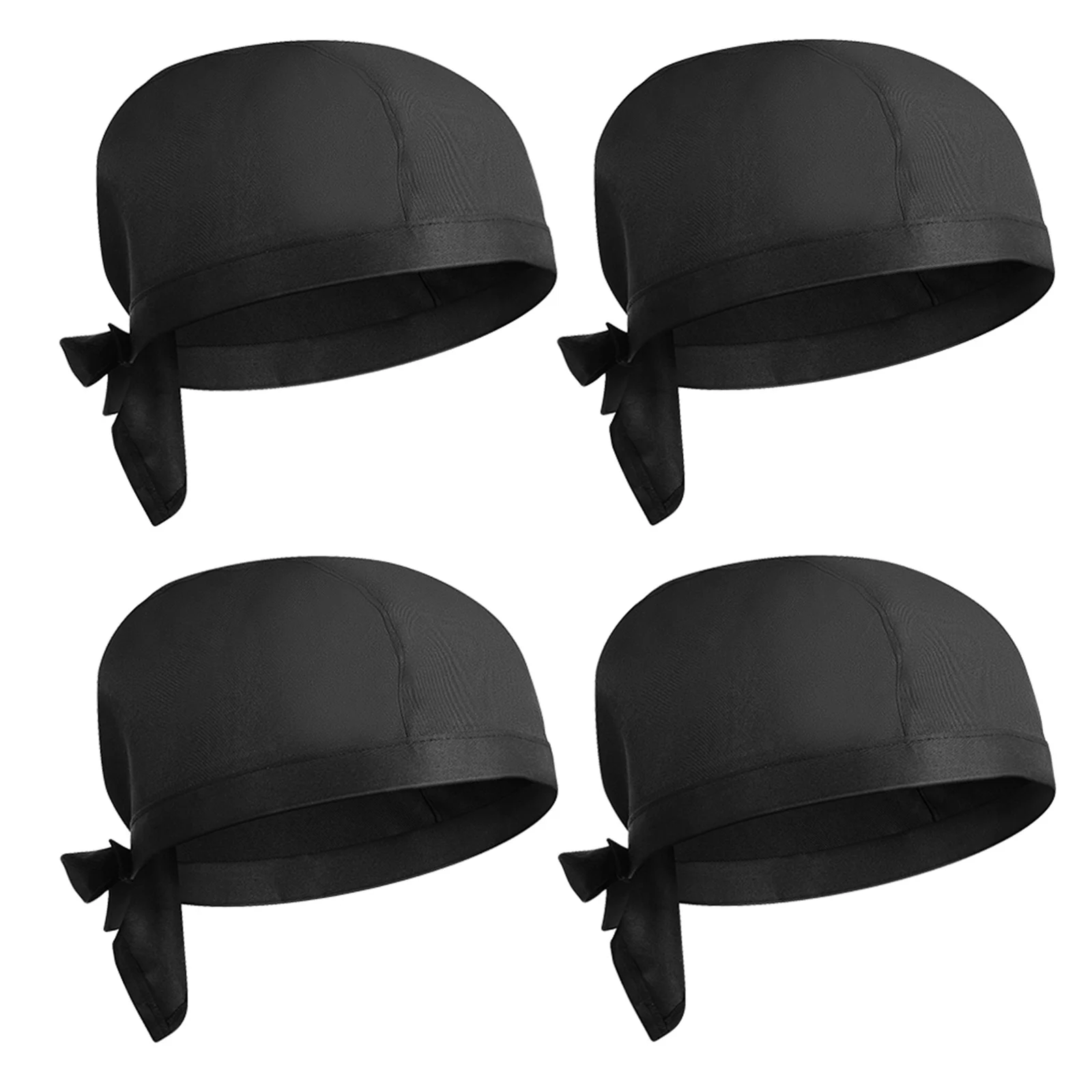 4Pcs Chef Hat Cook Turban Black Kitchen Headwear Cap Restaurant Uniform Hats for Men Women Easy Cleaning Durable