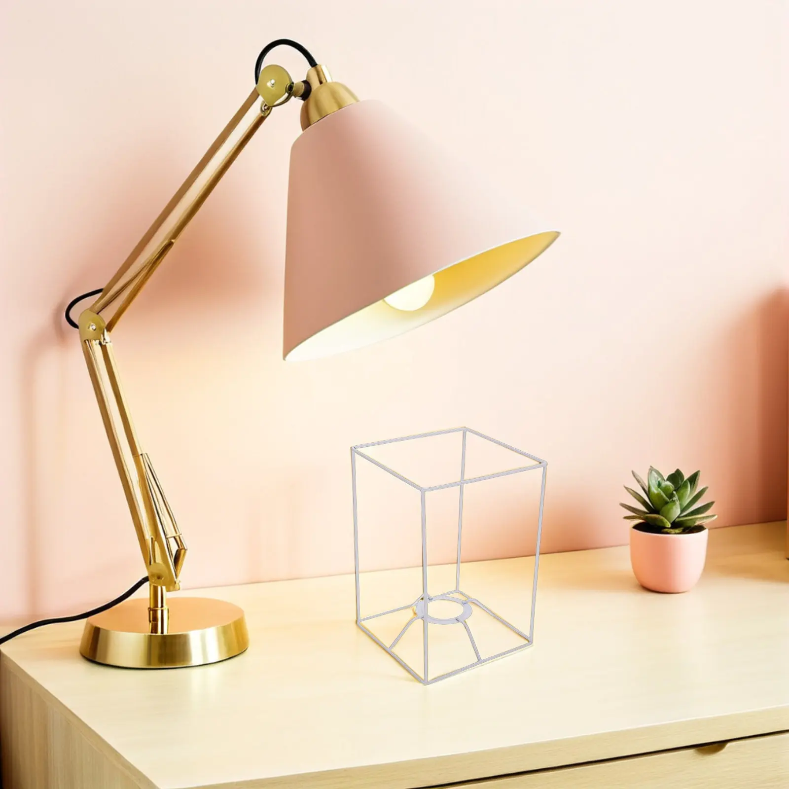 2-個の鉄製ランプシェードフレーム-diy-ホルダー-テーブル天井ランプケージ交換用-e27-互換ランプフレーム-素朴なスタイル用