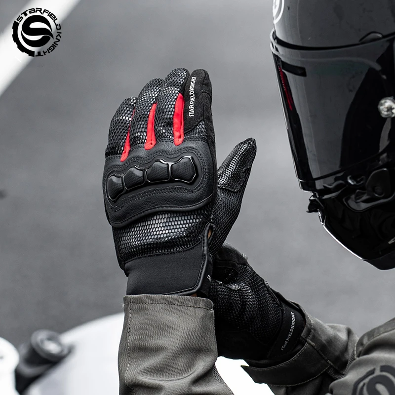 

Star Field Knight Newest Red Motorcycle Gloves Riding Equipment Summer Mesh Breathable Non-slip Multiplicity Joint Protection