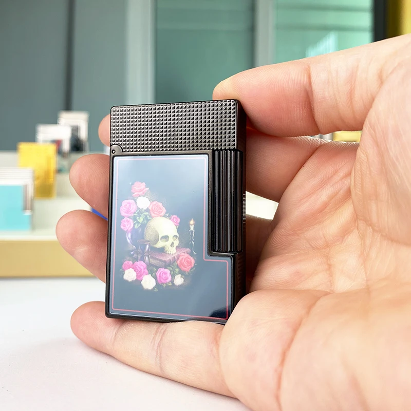 

Новая памятная серия, роскошная зажигалка с одним и двойным пламенем Ping Sound, бутановая зажигалка для курения сигарет с натуральной краской 190