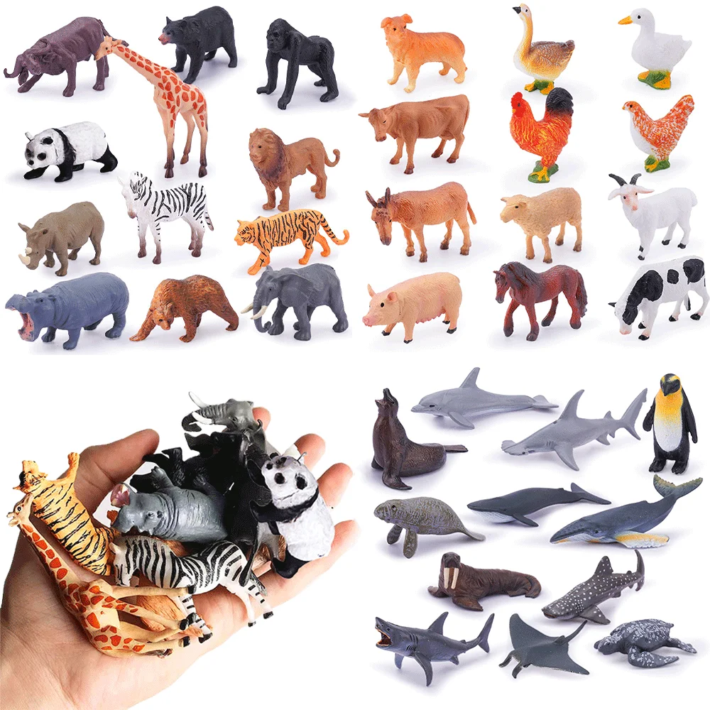 12pcs Realistic Safari Animal Figurine Simulation Model Mini Farm Woodland Animal for Kids Party Favor Preschool Educational Toy