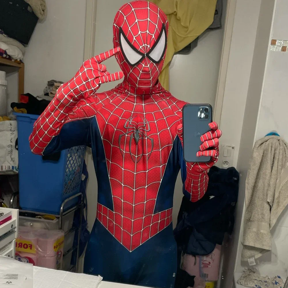 Trójkątne okulary Raimi Spiderman Cosplay Spandex z nadrukiem 3D kostium na Halloween body superbohater Zentai stroje dla dorosłych/dzieci