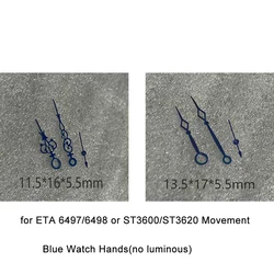 3pcs/Set Watch Hands Blue Hollow Snowflake Watch Accessories Suitable for ETA 6497/6498 or Seagull ST3600/ST3620 Series Movement