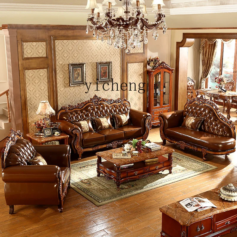 TQH European Leather Sofa Mid Century Design Living Room Corner Sofas High Quality Trendy Furniture
