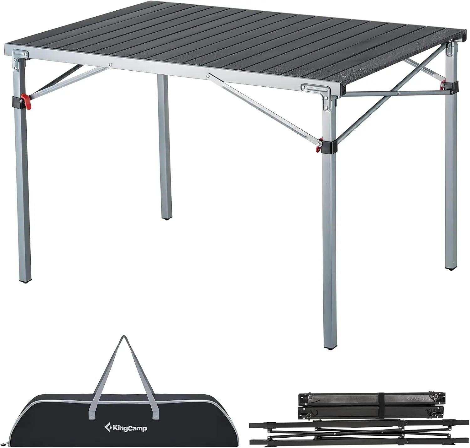 Aluminum Folding Lightweight Roll Portable Stable Table for Camping, Picnic, Barbecue, Backyard, Party, Indoor and Outdoor, Over