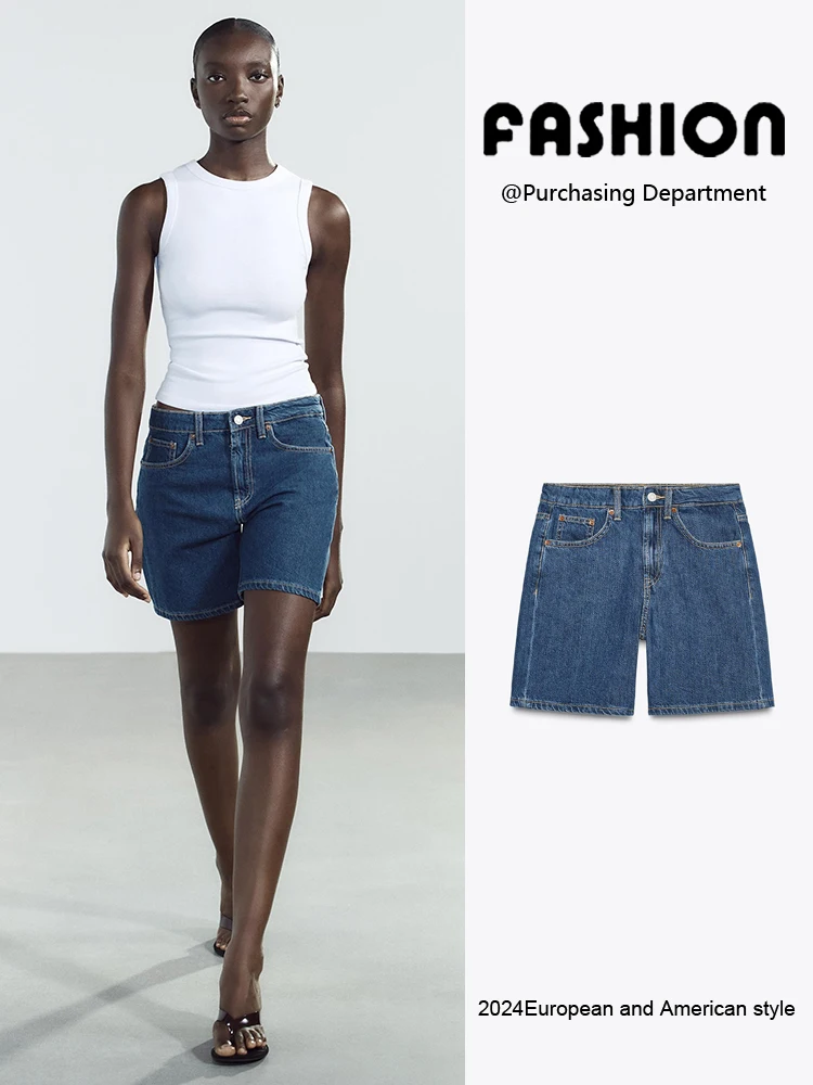 

Summer New Women's Casual Versatile Slimming Mid-Waist Simple ort Jeans Pants 2025 Seasonal Faion Ladies' Premium Denim