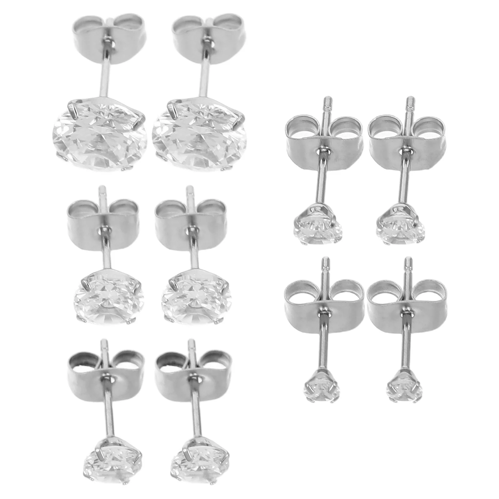 

5Pair Rhinestone Cartilage Earrings Butterfly Back Studs Flat Back Crystal Ear Piercing Jewelry for Women Men Stylish Daily Wear