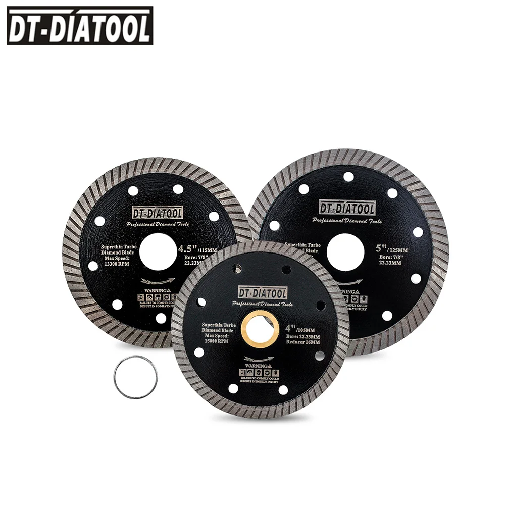 DT-DIATOOL 2/3/5pcs 4/4.5/5 inches Diamond Super Thin Turbo saw Blade Cutting Disc Tile marble Granite Grinding wheel