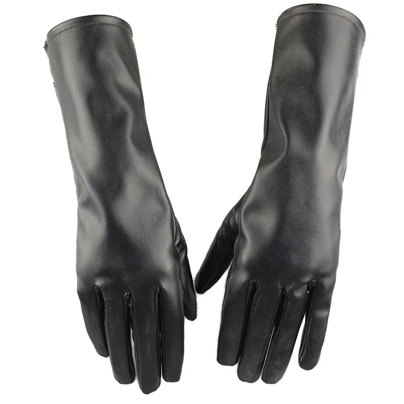 

Women Winter Keep Warm Touch Screen Fashion Personality Pu Leather Gloves Watertight Antiskid Mid-Length Model Elegant Soft