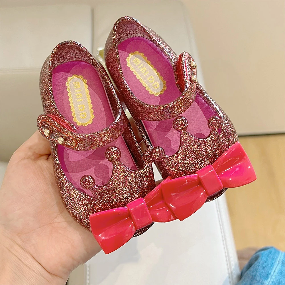 2023 New Summer Fashion Bow Girls\' Princess Shoes Comfortable Jelly Children\'s Sandals Flat Bottom Comfortable Casual Shoes