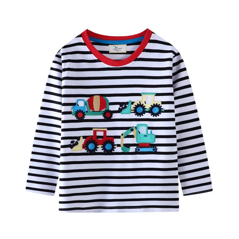 القفز متر 2-7T جديد وصول طويلة الأكمام الفتيان تي شيرت الكرتون سيارات الساخن بيع ملابس الأطفال الخريف الربيع البلوزات #4