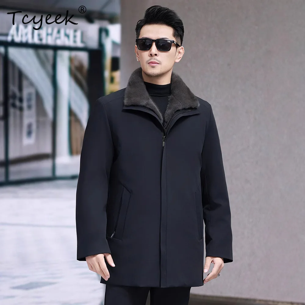 

Tcyeek Куртка из натурального норкового меха Мужская зимняя одежда Мужское пальто Новые пальто Деловая повседневная парка со съемной подкладкой Куртка Мужская