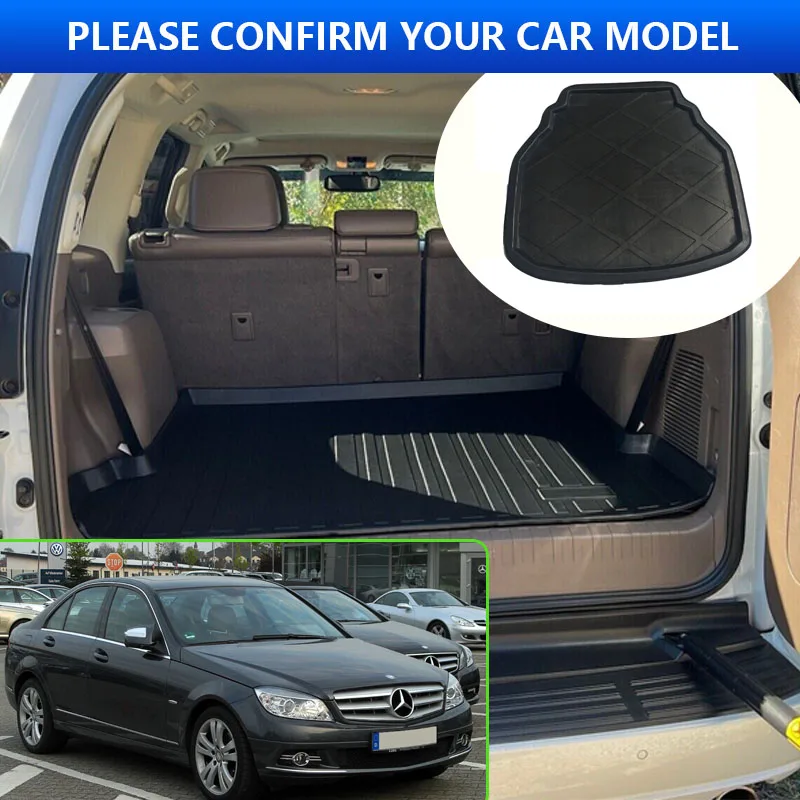 For Mercedes Benz C Class 200 W204 2008~2015 2010 2011 2014 Car Rear Trunk Protector Pad Waterproof Anti-Fouling Mat Accessorie