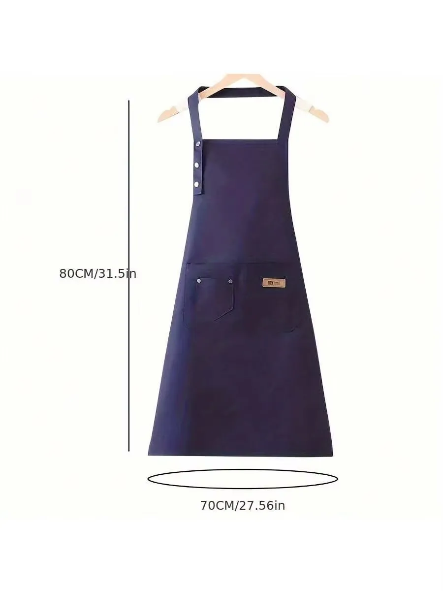 1PC Kitchen Waterproof Oil-Proof Apron For Home Use,Aprons with Pockets, Polycotton Stain-Resistant Kitchen Aprons, Cooking Apro
