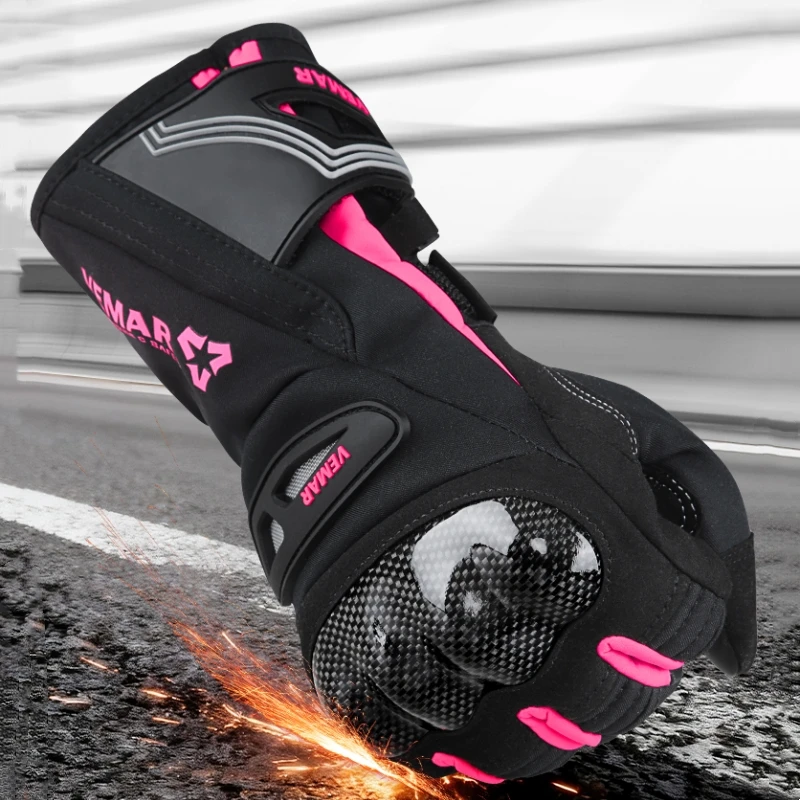 

Vemar Motorcycle Gloves Men Women, Autumn Winter Windproof Waterproof Fleece Lined, Non-Slip Thermal Riding Gloves for Bike