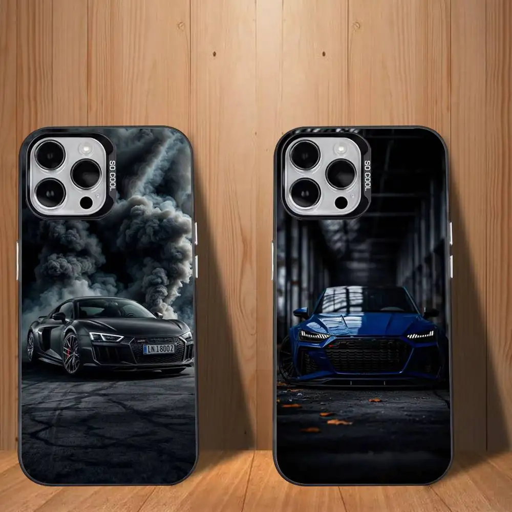 

A-A6L Q5L A4L R8 car Phone Case For iPhone 17,16,15,14,13,12,11,Mini,Pro,SE,MAX White Matte Shockproof Cover