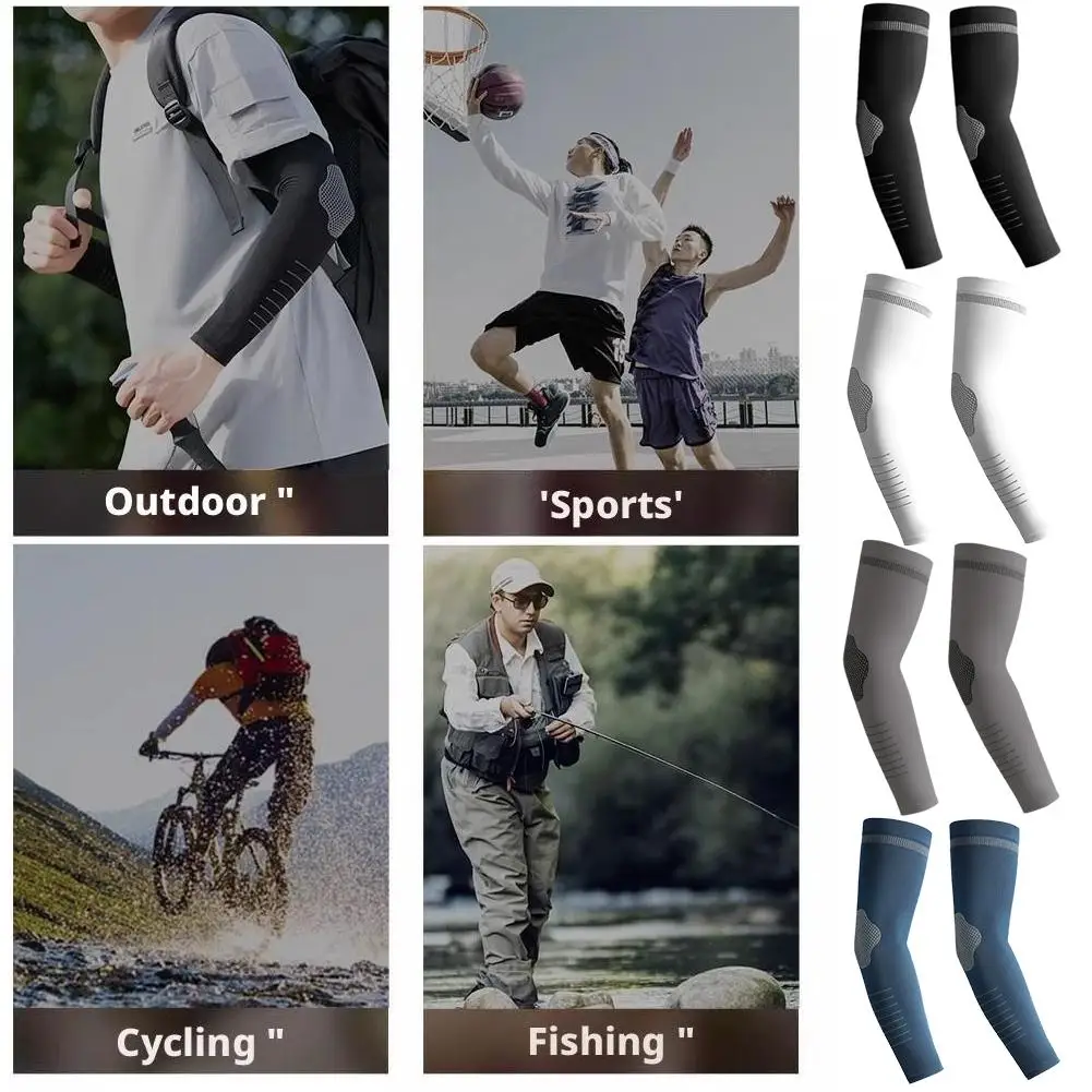 1 paar Sommer UPF50 + Arm Ärmeln Kühles Gefühl Atmungsaktive Sleeve Angeln Seide Neue Unterstützung Arm Unisex Sonnencreme Radfahren Runnin a9V8
