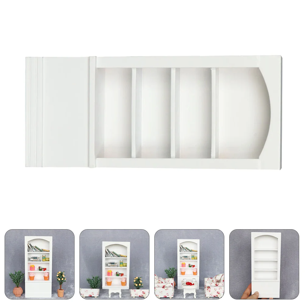 Mini White Bookshelf Wooden Display Cabinet For House Decoration Lightweight Small House Accessories Simulation Furniture