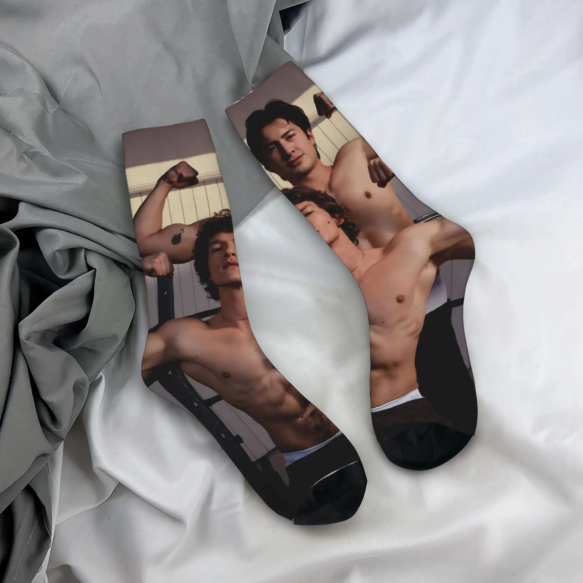 

Hip-hop Heated Rivalry Basketball Socks Hudson Williams and Connor Storrie Polyester Middle Tube Socks for Unisex Breathable