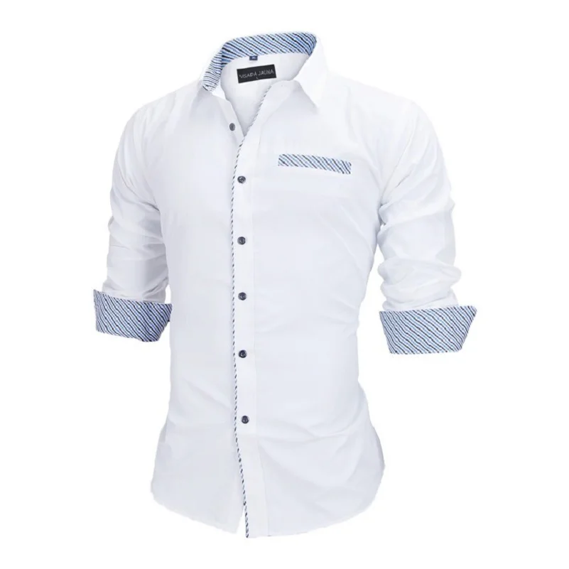 VISADA JAUNA Men Shirts Europe Size New Arrivals Slim Fit Male Shirt Solid Long Sleeve British Style Cotton Men's Shirt Office