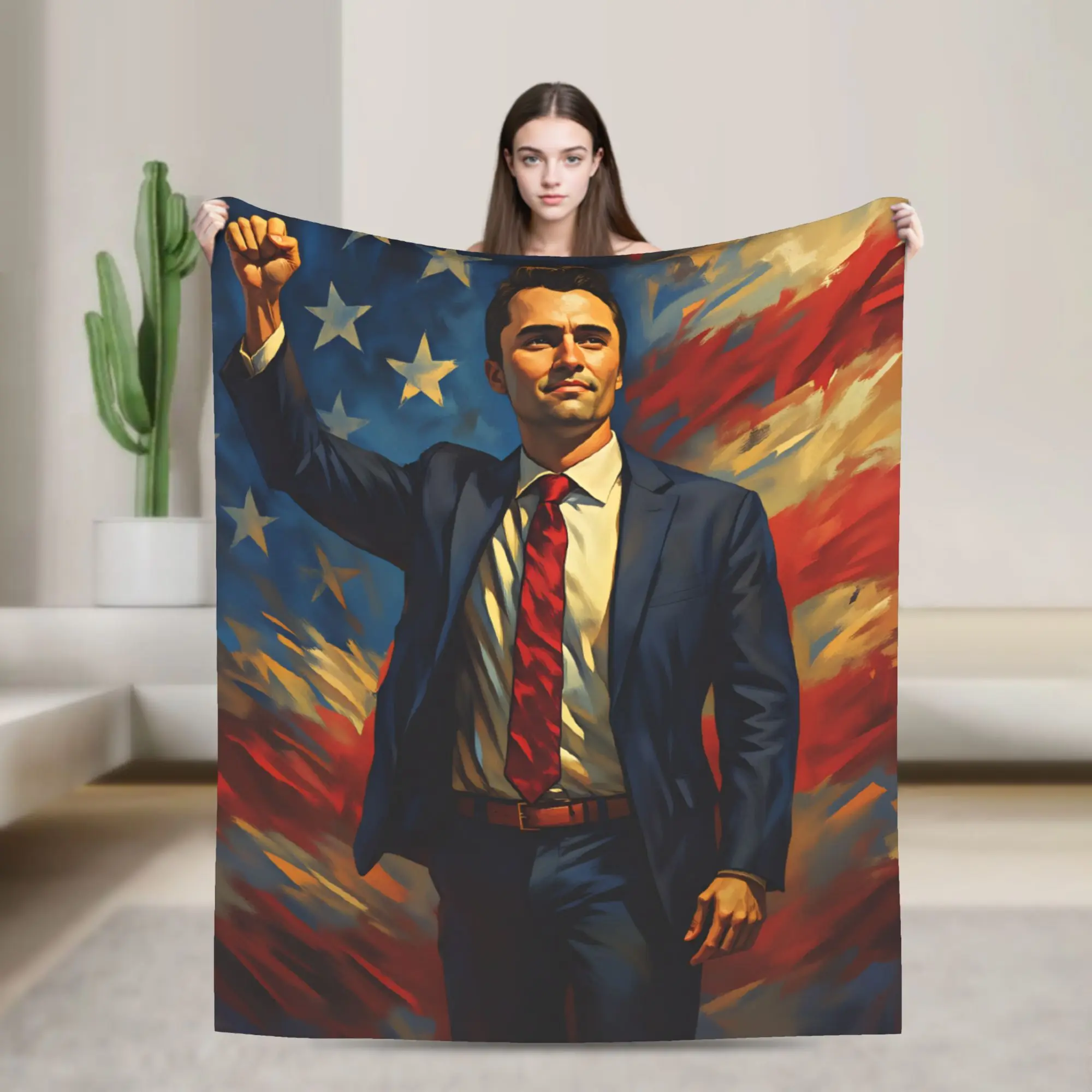 

Charlie Kirk R.I.P Fleece Throw Blanket Blanket for Bedding Bedroom Warm Bedroom Quilt