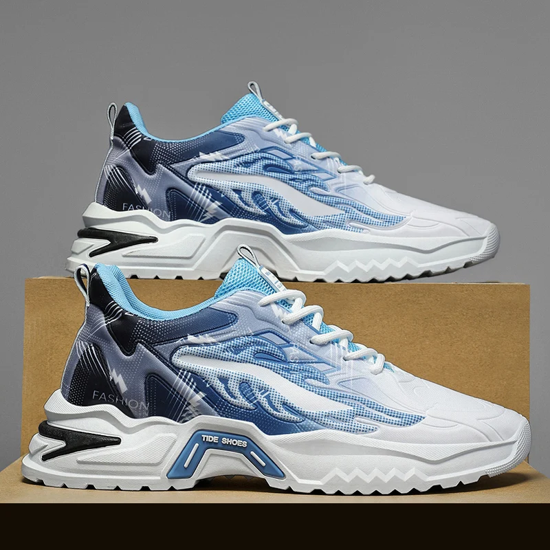 

Mens Sports Shoes Lace-up Mesh Breathable Comfortable Flat Sneakers 2025 New Summer Cushioning Sole Running Shoes for Man
