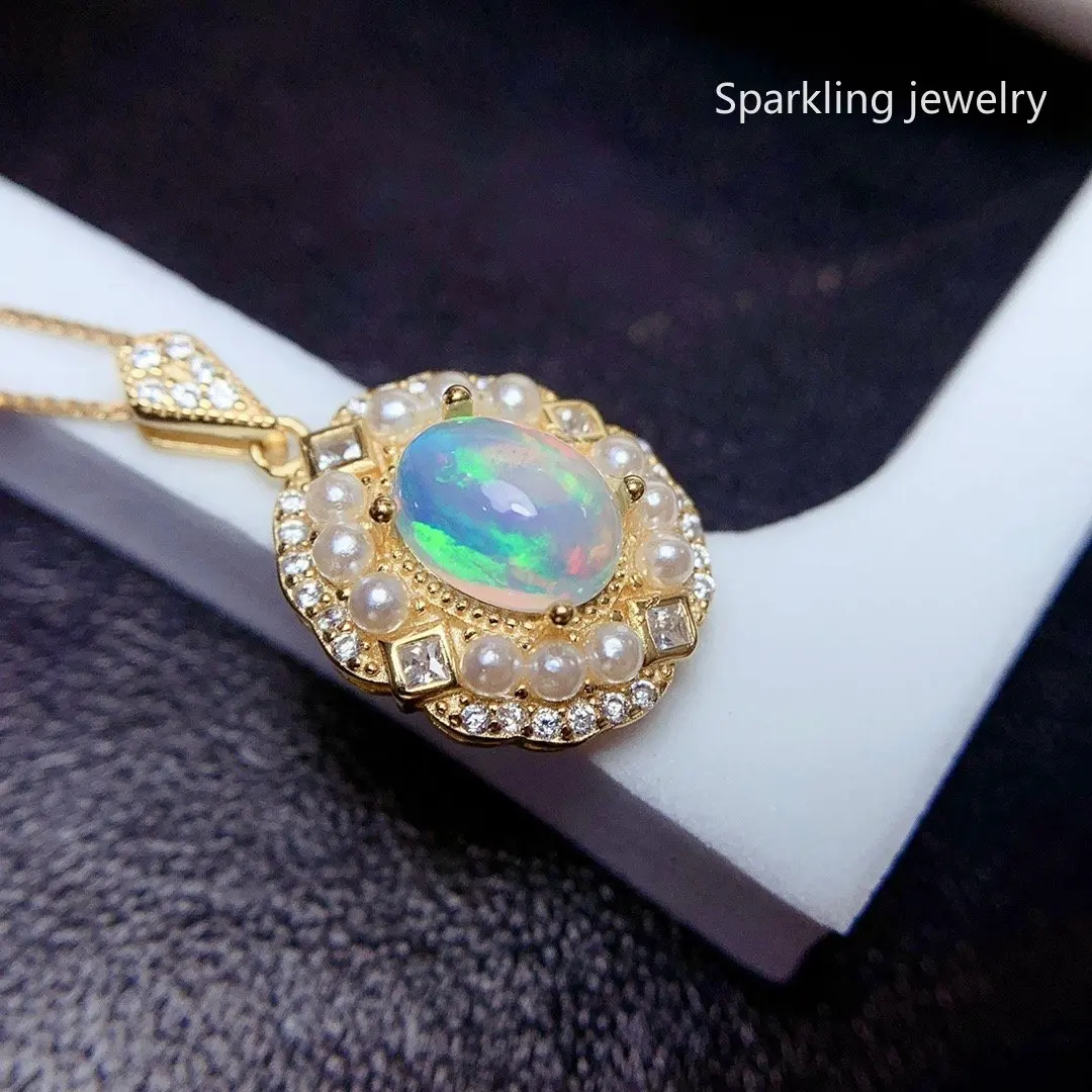 Sparkling Opal Pendant 925 Sterling Silver for women Jewelry Birthday gift beautifully wrapped Gift Certificate