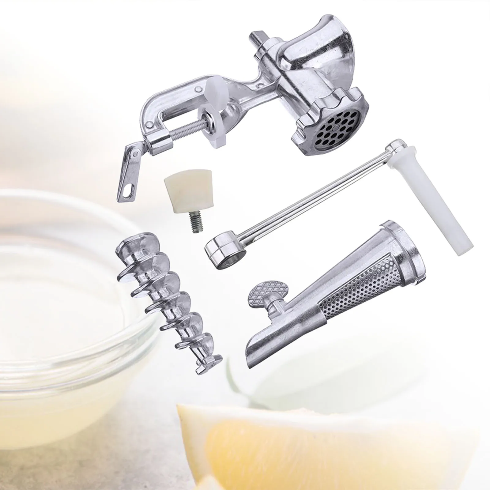 Manual Wheat Straw Juicer with Suction Cup Base and Tabletop Clamp Alloy Wheat Straw Grinder Long Screw Kitchen Accessories