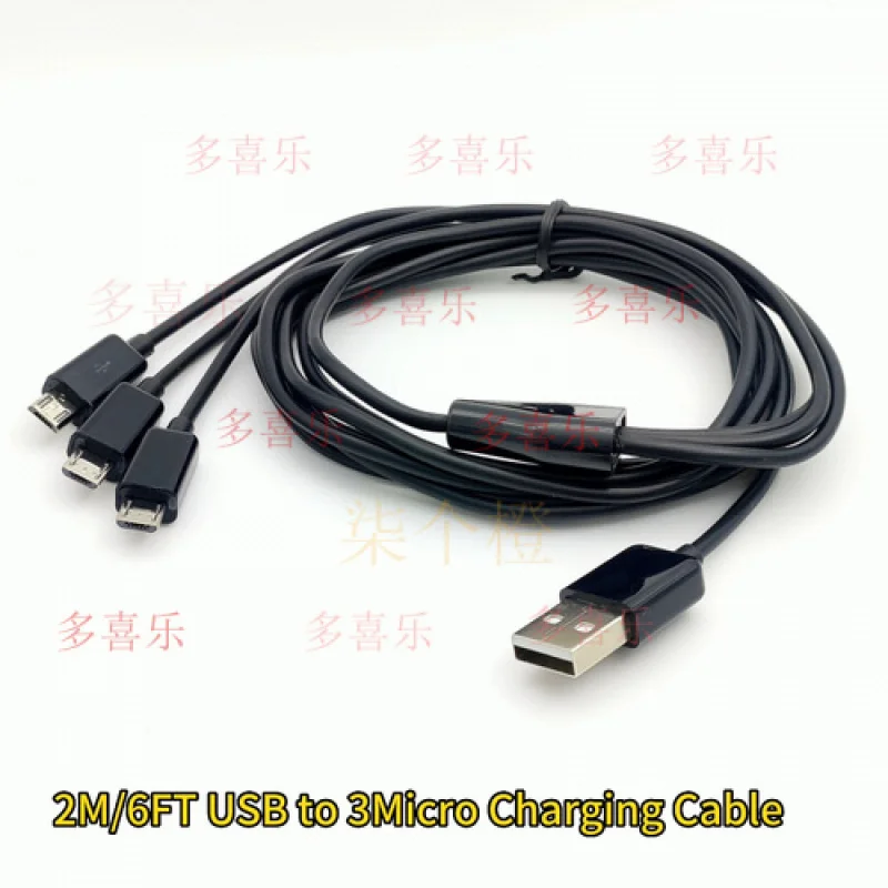 WW  for   2M 6FT Micro USB Splitter Cable 1 to 3 Micro USB Charging Cord