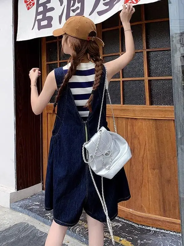 

Travel Casual Denim Overalls Women's Summer orts plus Size Sister assland Sle Wide Leg Jumpsuit by Unknown Brand