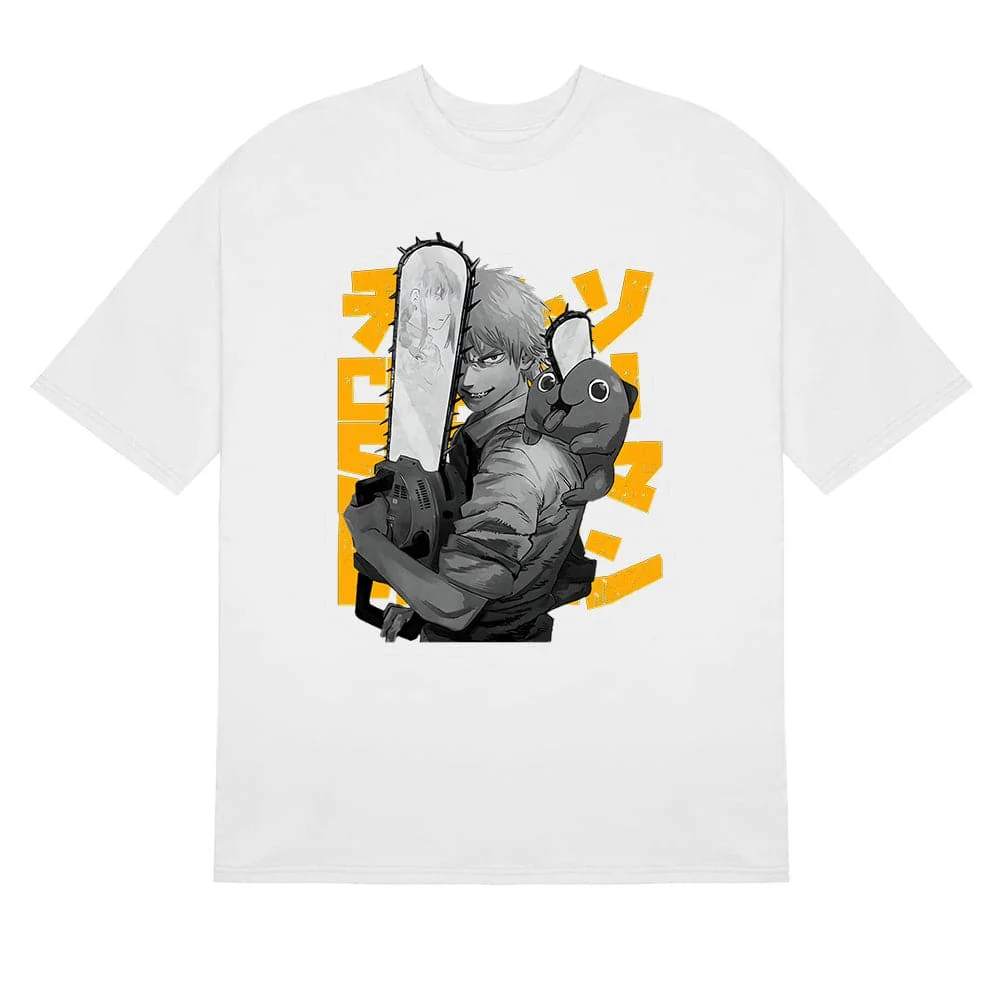 Chainsaw Man Denji and Pochita T-Shirt - 100% Cotton Anime Shirt with Bold Design
