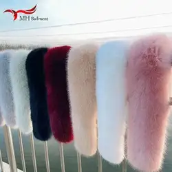 Sciarpa da donna invernale collo in pelliccia di volpe sintetica pelosa calda addensare uomo Parka cappotto cappuccio decorazione in pelliccia scialle in pelliccia finta sciarpe di lusso decorazione in pelliccia