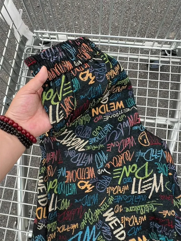 American Fiti Gestrickte Orts Herren Sommer Dünne Trendige Marke Brief Drucken Strand Vaion Fünf-Viertel Länge Gerade Bein...