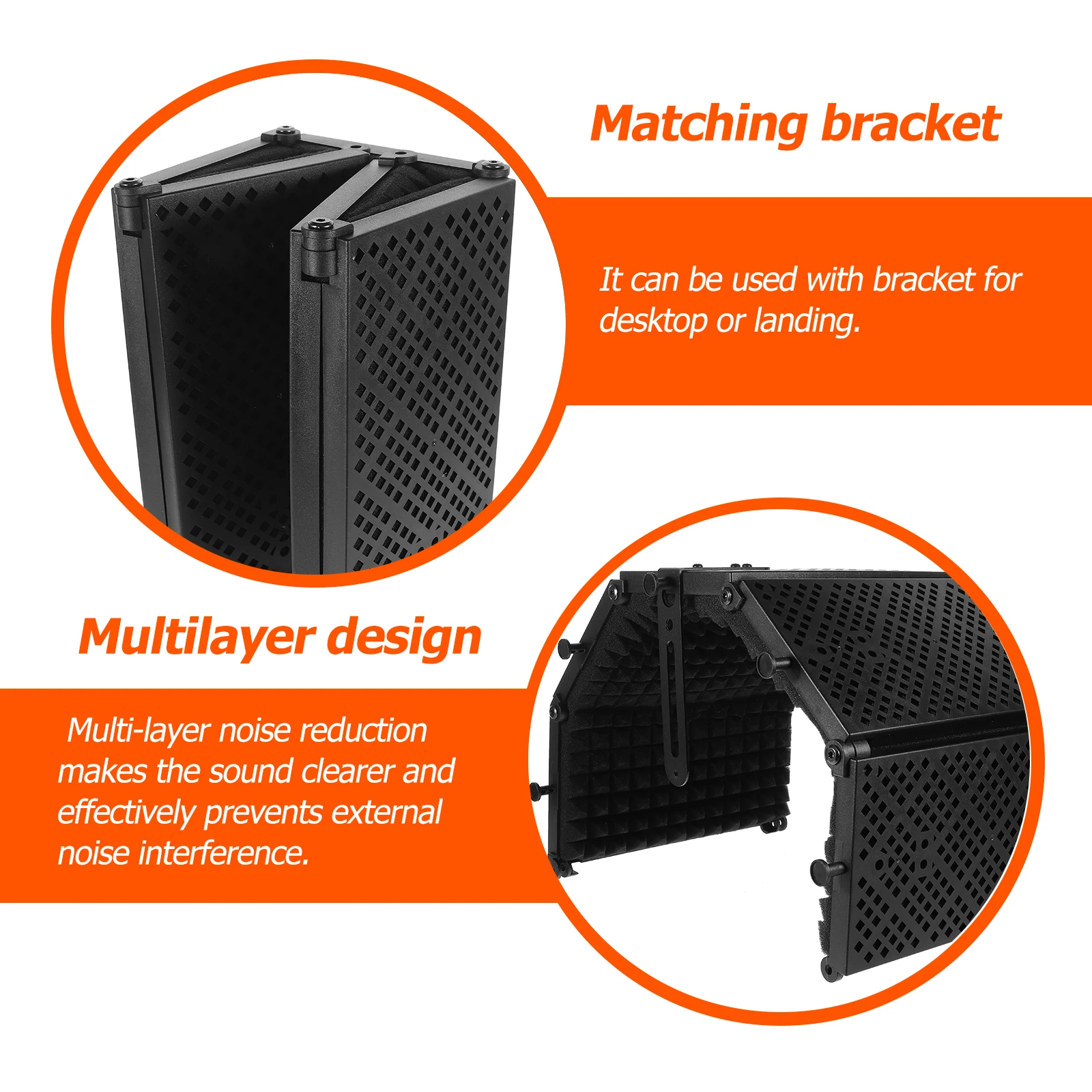 

Microphone Soundproof Cover Five Door Insulation Shield Foldable ABS EVA Material Sound Absorbing Guard Vocal Tracks Clearer