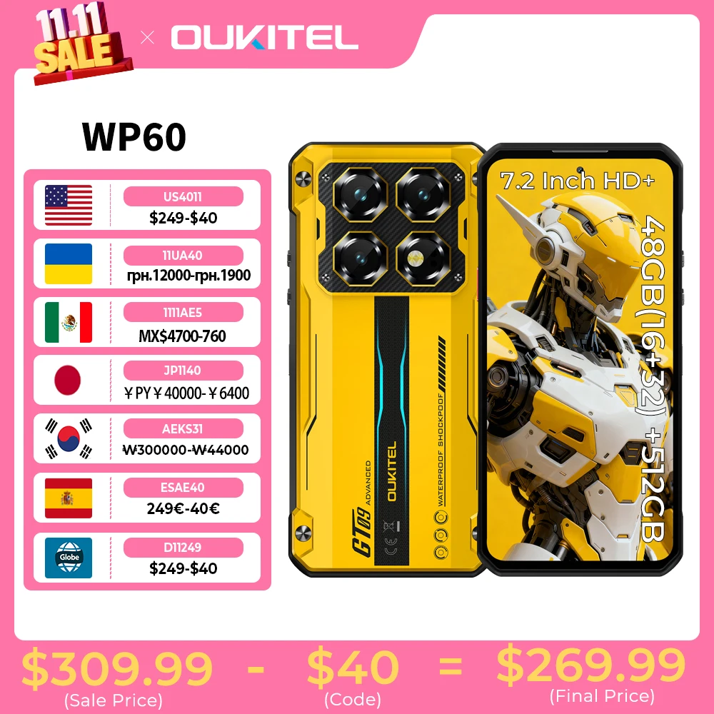 yZ[zOUKITEL WP60 10000mAh^tlXX}z 7.2C`HD+fBXvC 48GB(16+32) +512GB MTK 7025X}[gtH Android 15A108MPJANFCA120Hz