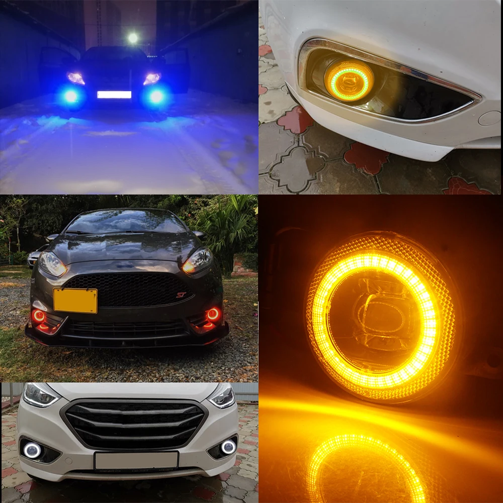 Luz LED antiniebla para coche, lámpara de circulación diurna Canbus, Ojo de Ángel, DRL, para BMW E46, E60, E63, E90, 525i, 530i, 545i, 550i, 323i,