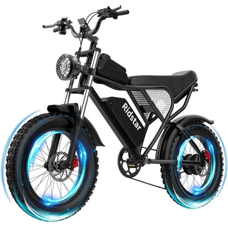 

Bike For Adults, 1000/2000W, 25/30/37MPH,48V-52V, 20AH,40AH Battery, Max 50-180 Miles Electric Motorcycle, 20" Fat