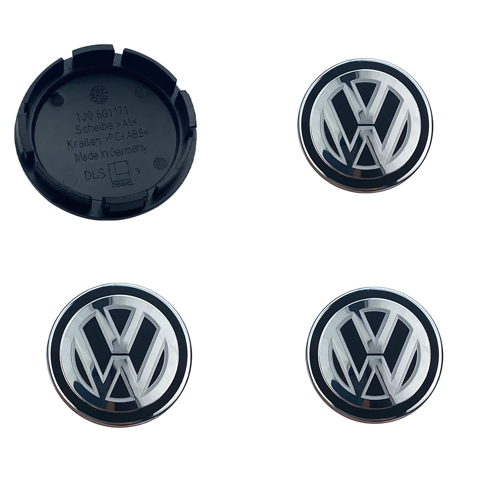 40Pcs Wheel Center Hub Cap 1J0601171 56MM Wheel Center Cap Replacement Chrome & Black for Volkswagen
