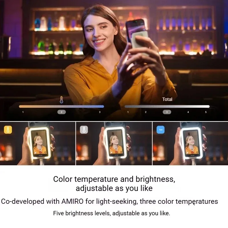 Insta360 Snap Selfie Screen 3.5'' Magnetic Selfie Monitor Zero‑Delay View Screen 4K USB-C Total Touchscreen Control with Light view 5