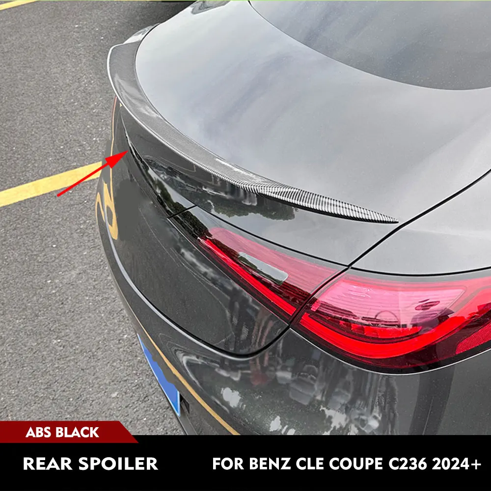 Car Rear Spoiler for Mercedes Benz CLE Coupe C236 CLE300 CLE53 AMG 2024+ Rear Trunk Mid Spoiler Tailgate Sticker ABS Black